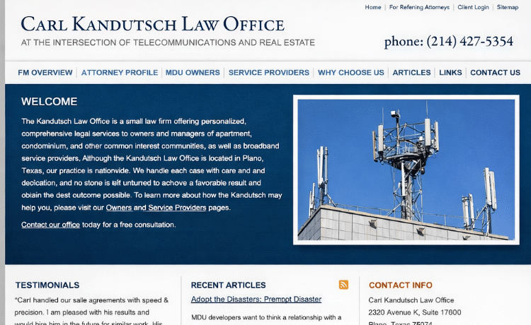 Law Firm Website design for Carl Kandutsch Law Office