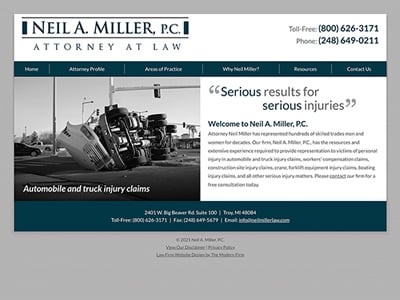 Law Firm Website design for Neil A. Miller, P.C.