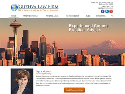 Law Firm Website design for Guzhva Law Firm, PLLC