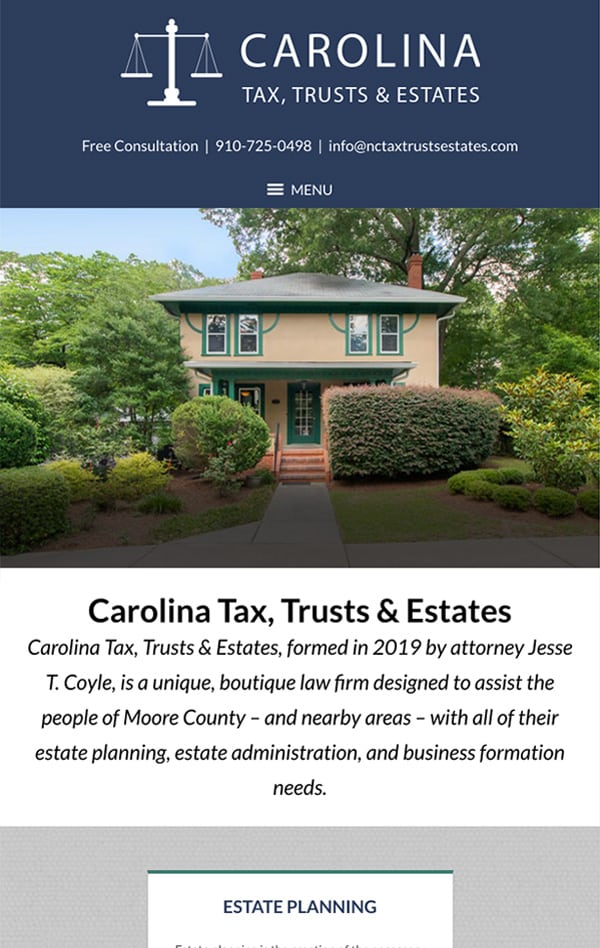 North Carolina Tax & Estate Law Firm Website Design