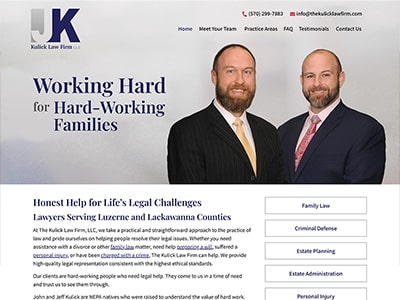 Law Firm Website design for The Kulick Law Firm