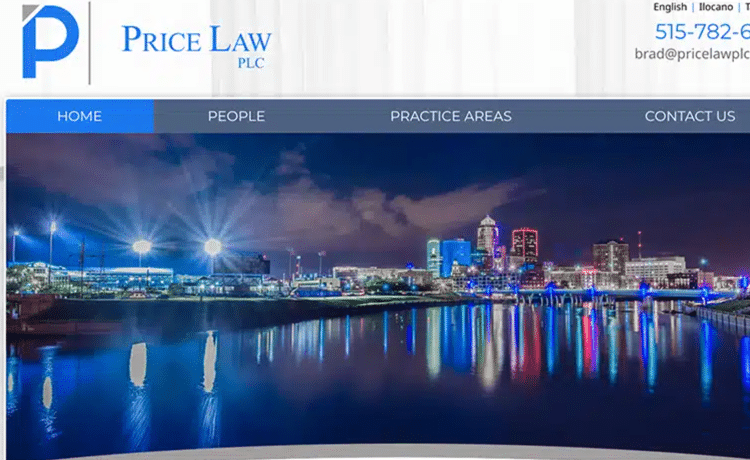 Law Firm Website design for Price Law PLC