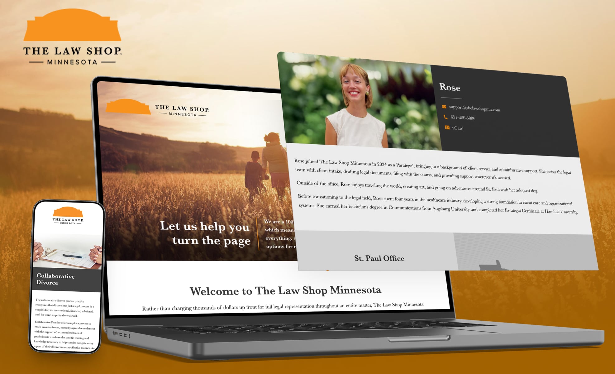 Law Firm Website design for The Law Shop Minnesota
