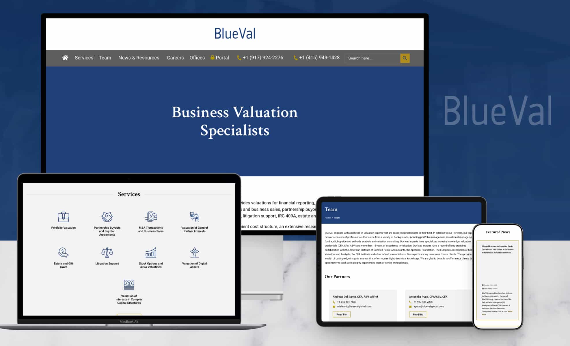Law Firm Website design for BlueVal Global LLC