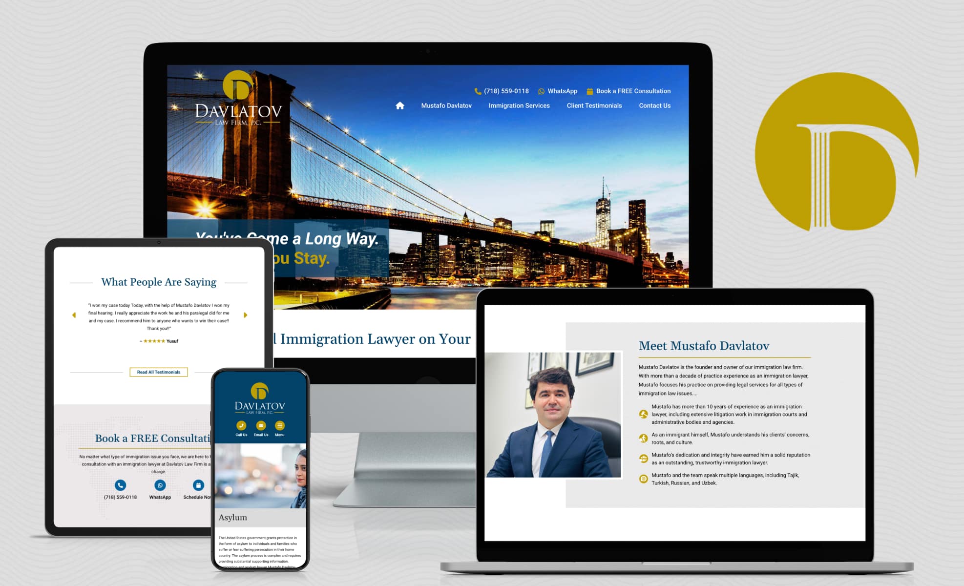 Law Firm Website design for Davlatov Law Firm, P.C.