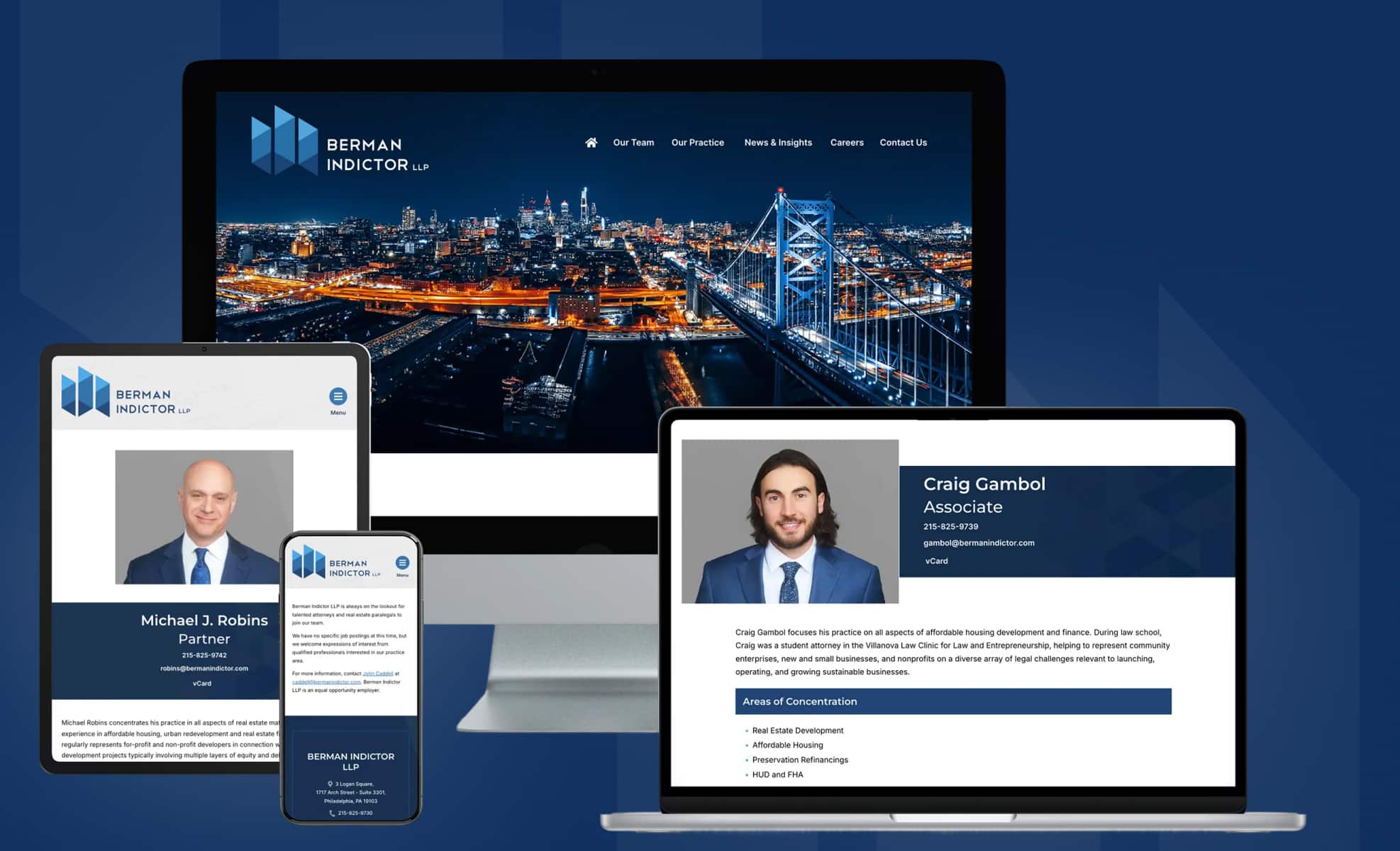 Law Firm Website design for Berman Indictor LLP