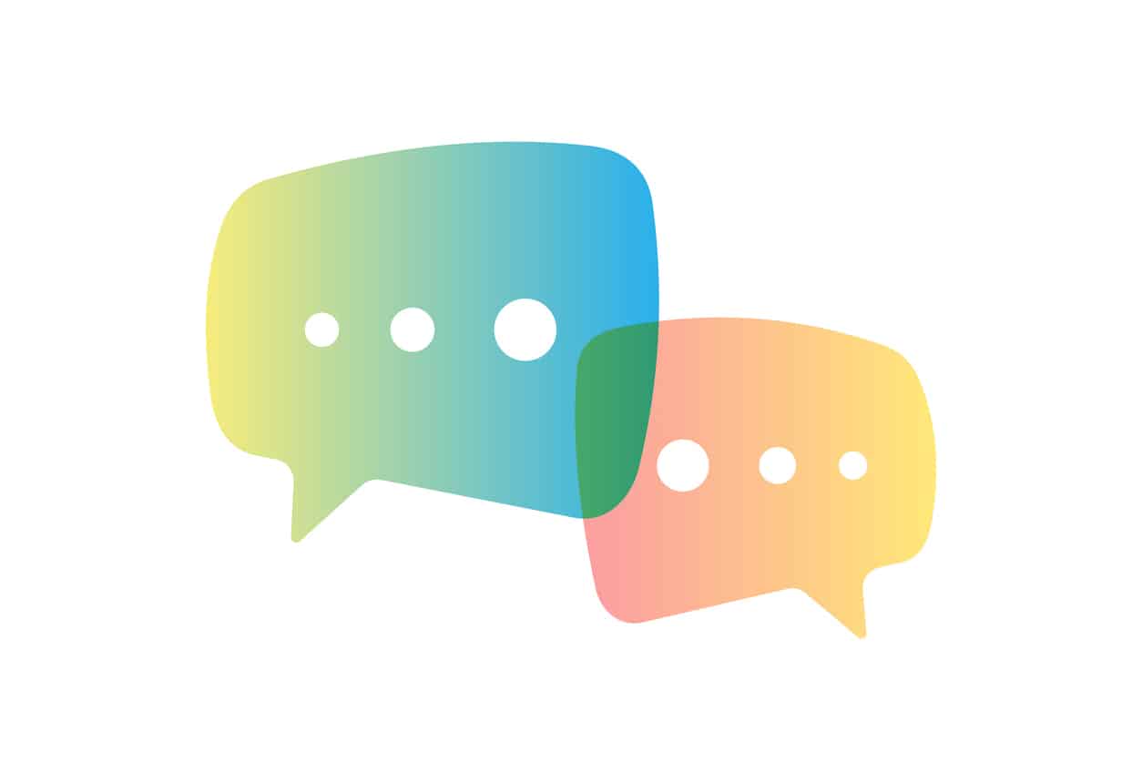 Conversation chat talking speech bubbles - live chat for law firm websites concept