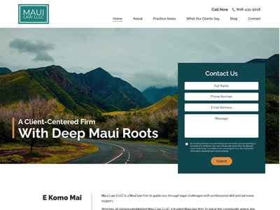 Law Firm Website design for Maui Law LLLC