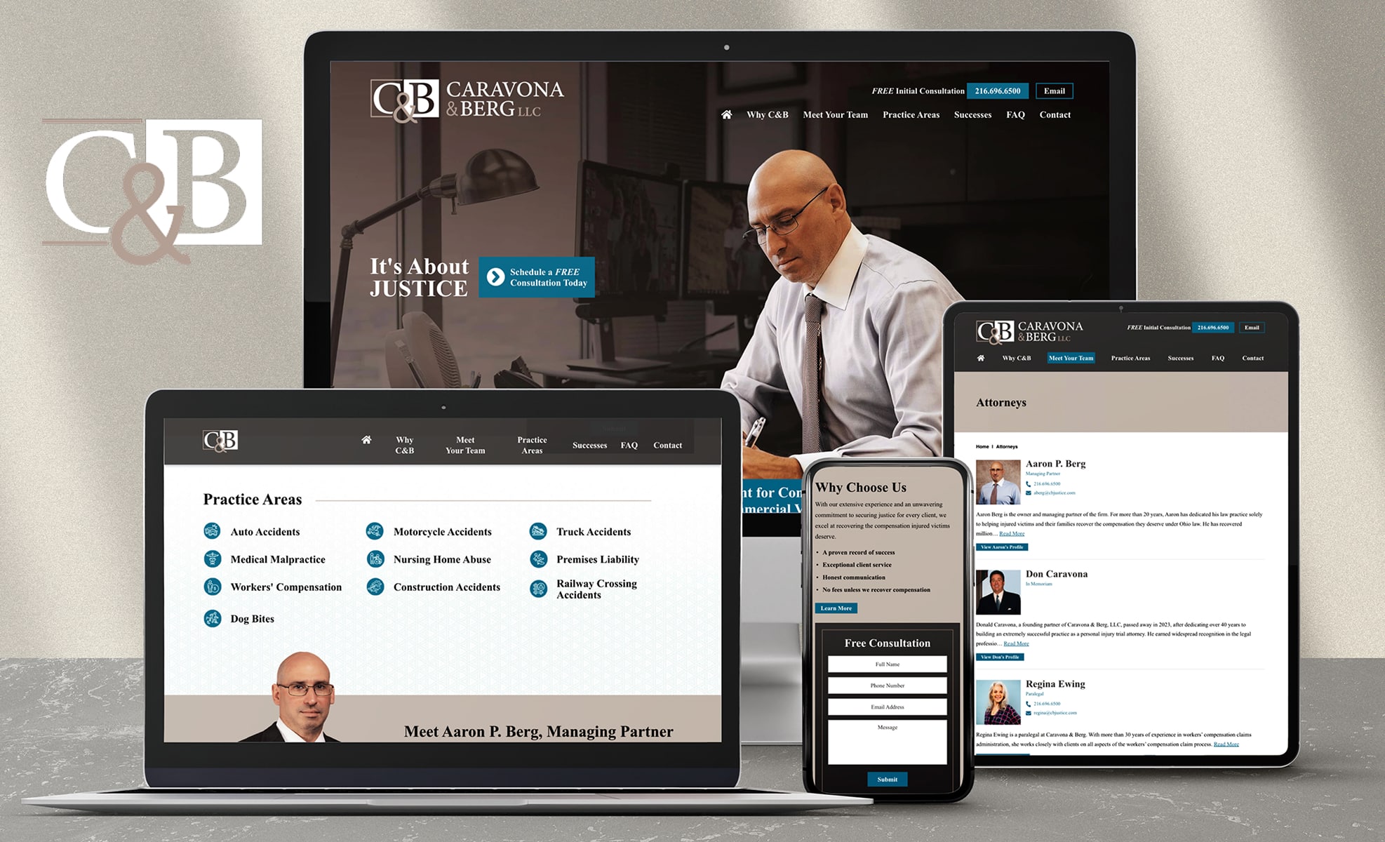Law Firm Website design for Caravona & Berg, LLC
