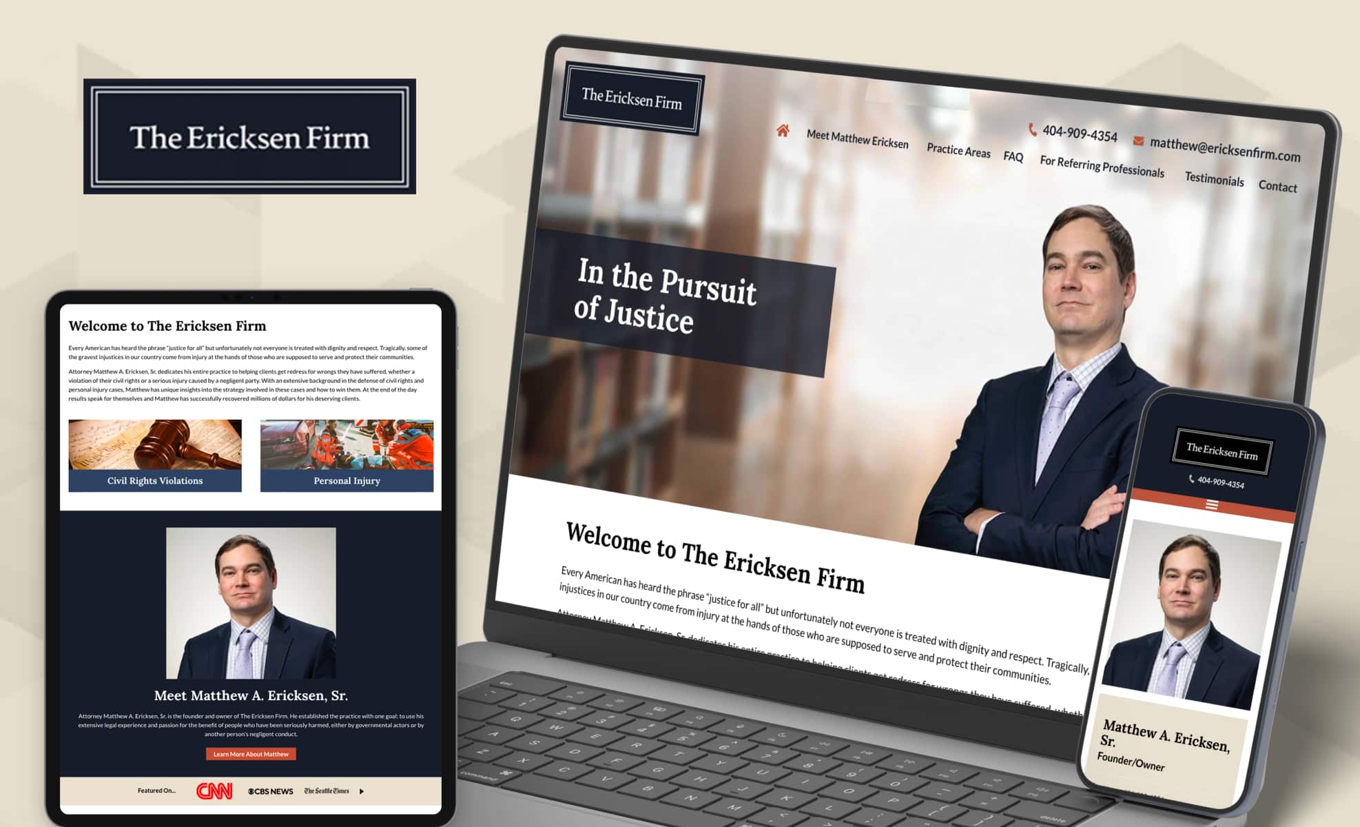 Law Firm Website design for The Ericksen Firm, LLC