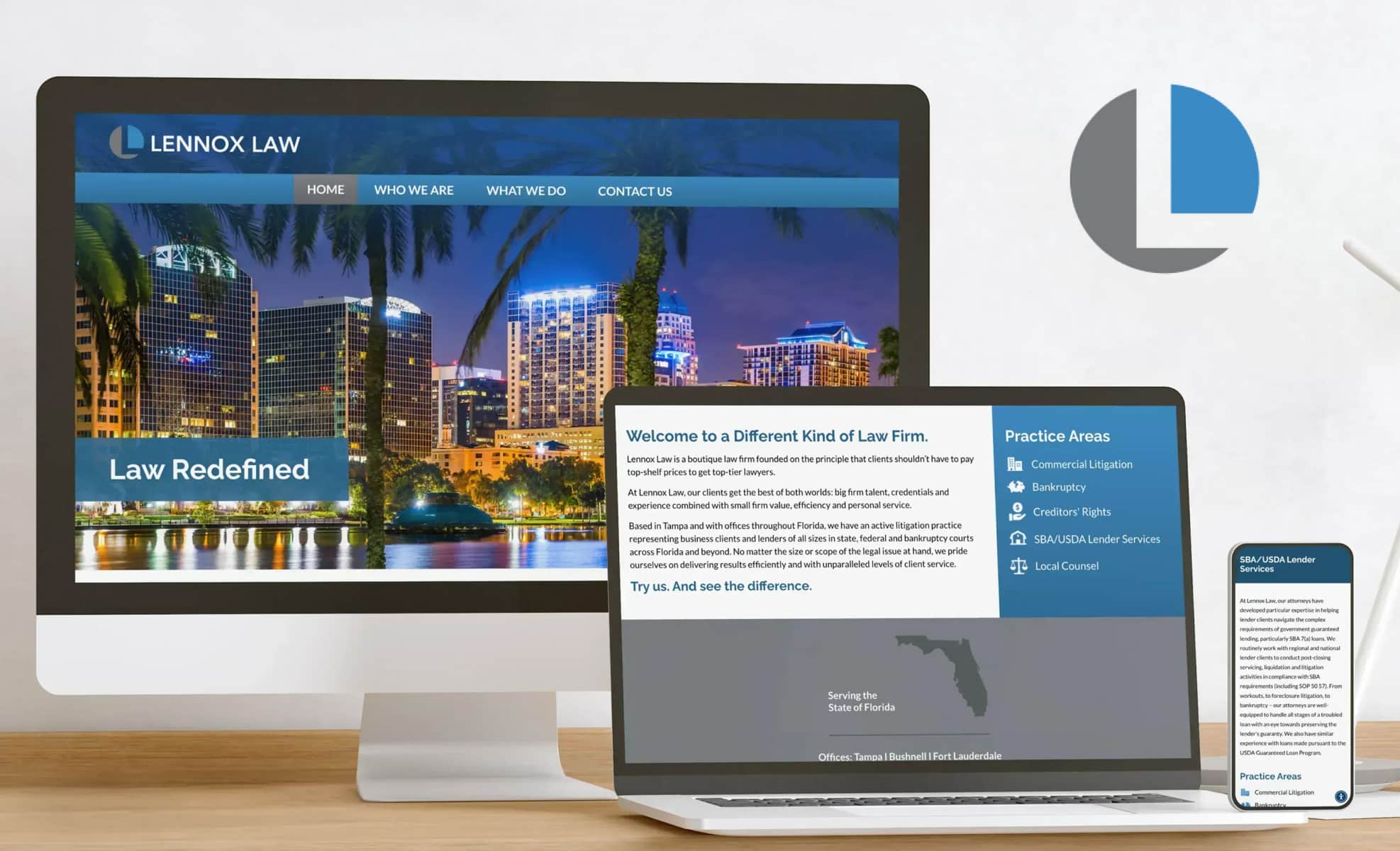 Law Firm Website design for Lennox Law, P.A.