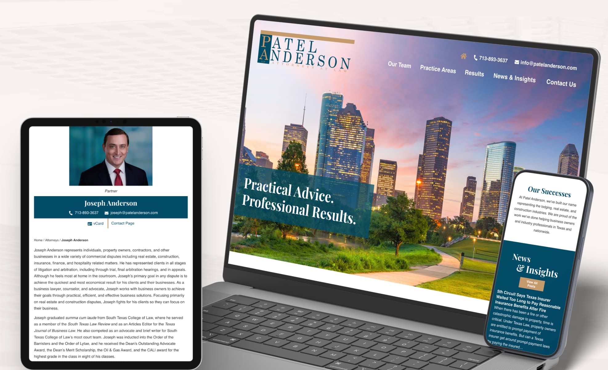 Law Firm Website design for Patel Anderson LLP