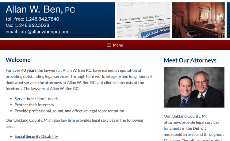 Law Firm Website design for Allan W. Ben, PC