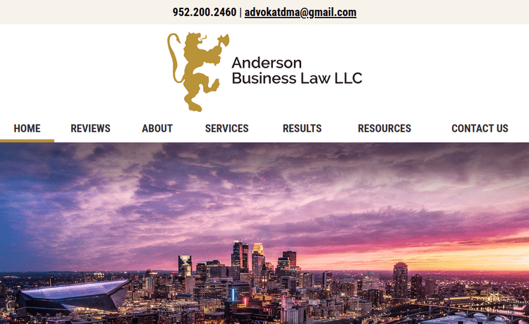 Law Firm Website design for Anderson Business Law LLC
