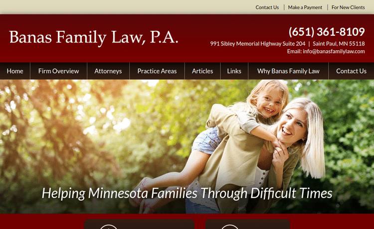 Law Firm Website design for Banas Family Law, P.A.