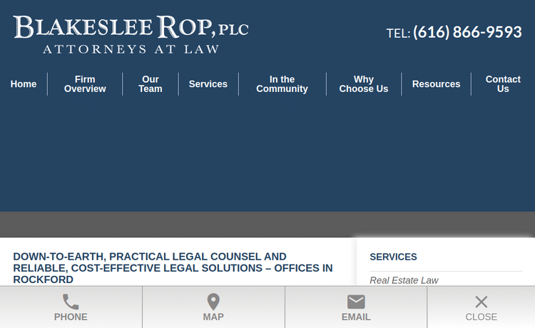 Law Firm Website design for Blakeslee Rop, PLC