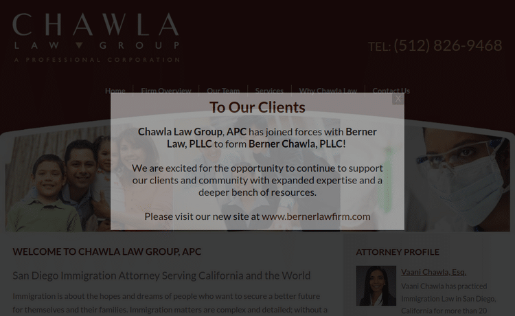 Law Firm Website design for Chawla Law Group