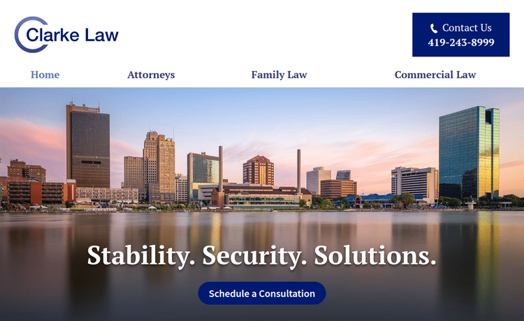 Law Firm Website design for Clarke Law, Ltd.
