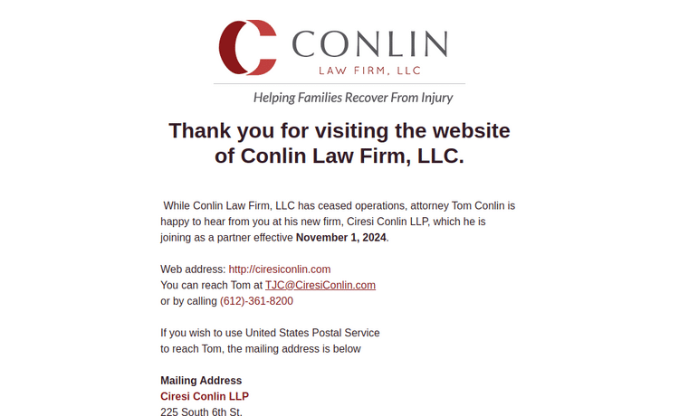Law Firm Website design for Conlin Law Firm, LLC