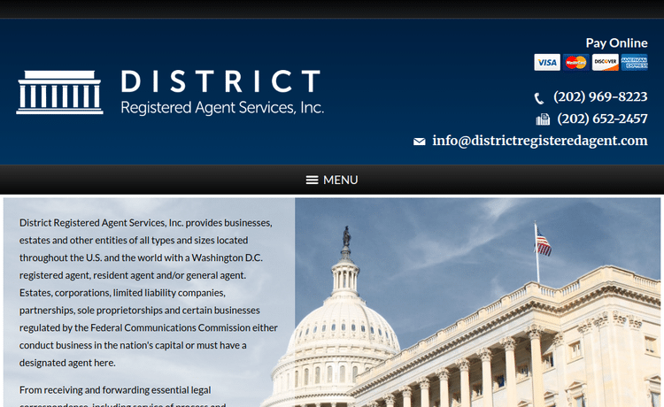 Law Firm Website design for District Registered Agent…