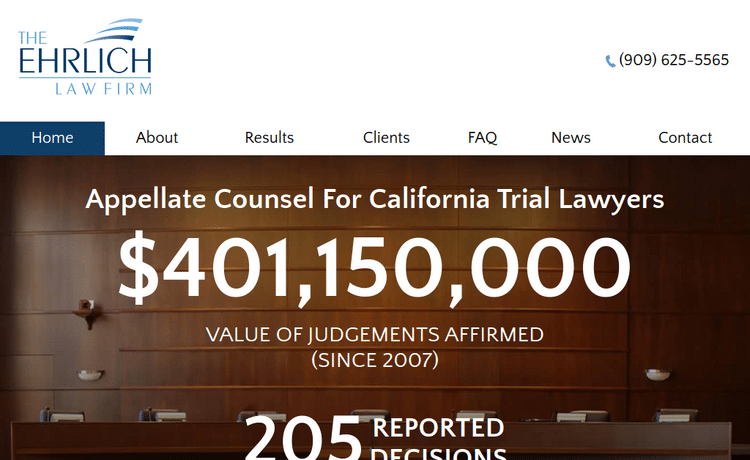 Law Firm Website design for Ehrlich Law Firm