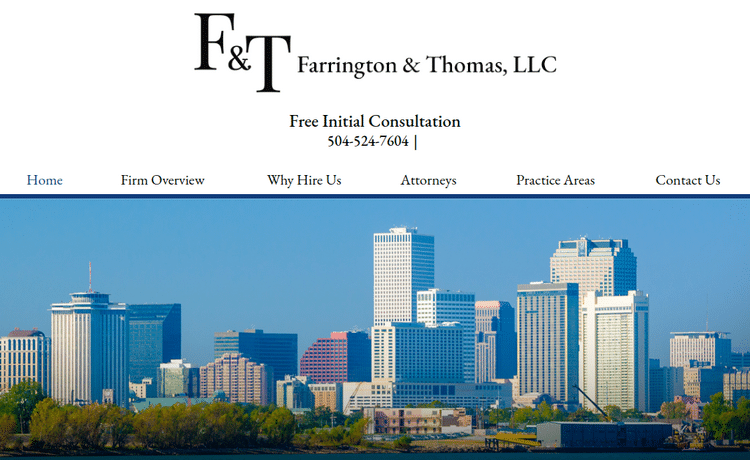 Law Firm Website design for Farrington & Thomas, LLC.