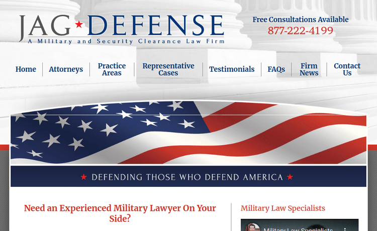 Law Firm Website design for JAG Defense