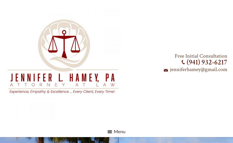 Law Firm Website design for Jennifer L. Hamey, PA