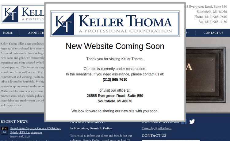 Law Firm Website design for Keller Thoma, A Professio…