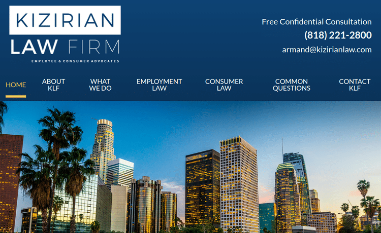 Law Firm Website design for Kizirian Law Firm, P.C.