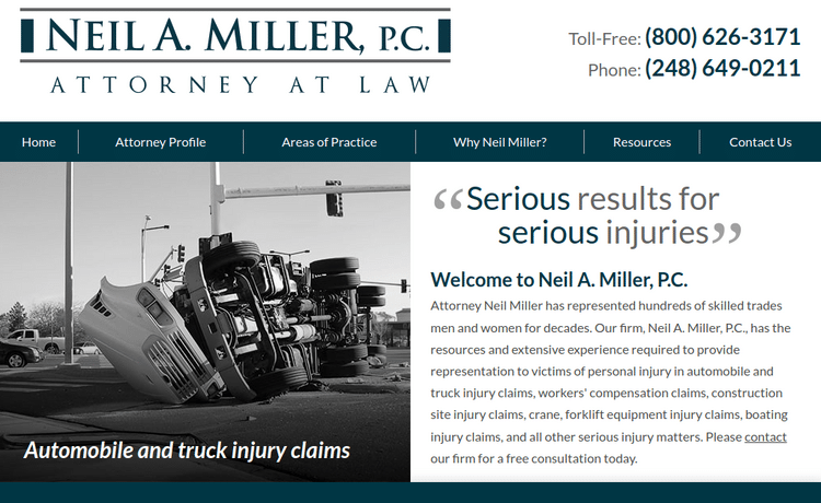 Law Firm Website design for Neil A. Miller, P.C.