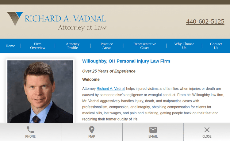 Law Firm Website design for Richard A. Vadnal
