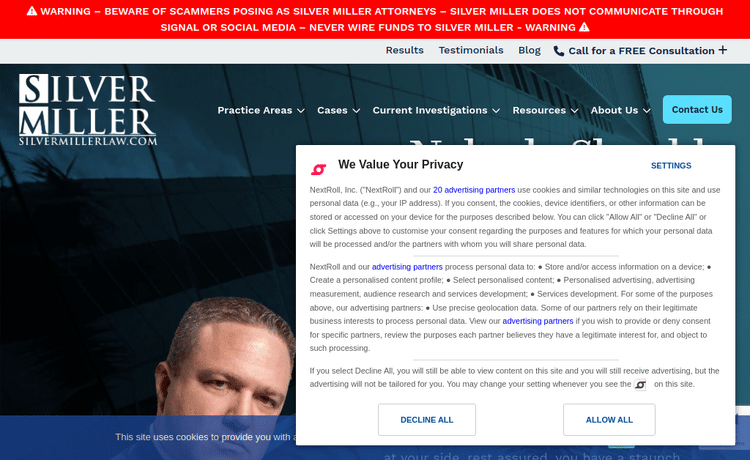 Law Firm Website design for Silver Miller