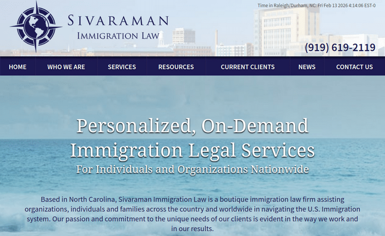 Law Firm Website design for Sivaraman Immigration Law