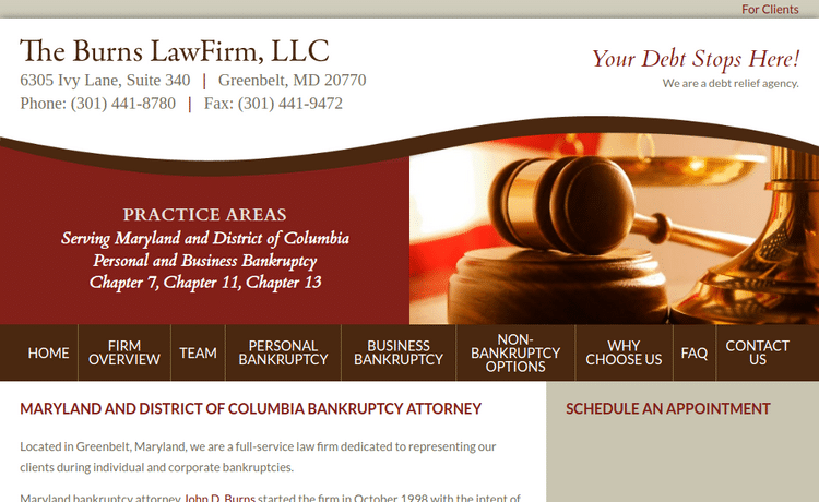 Law Firm Website design for The Burns Law Firm, LLC