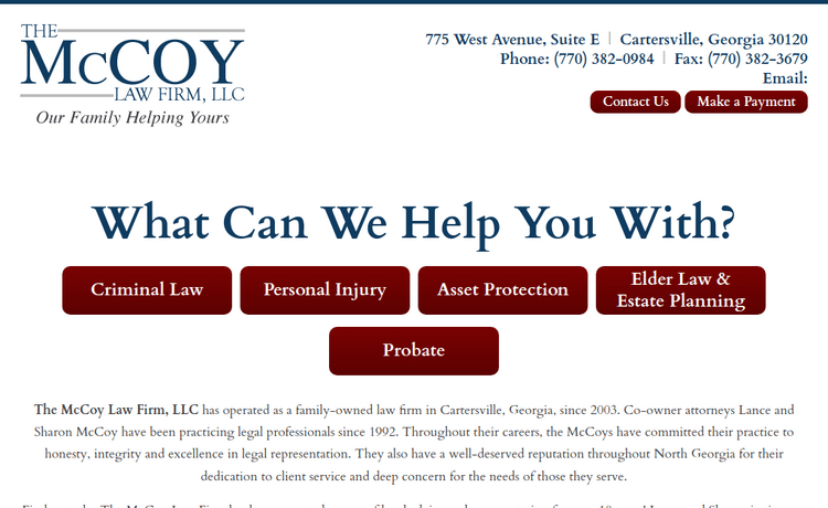 Law Firm Website design for The McCoy Law Firm, LLC