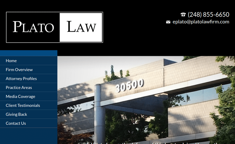 Law Firm Website design for The Plato Law Firm