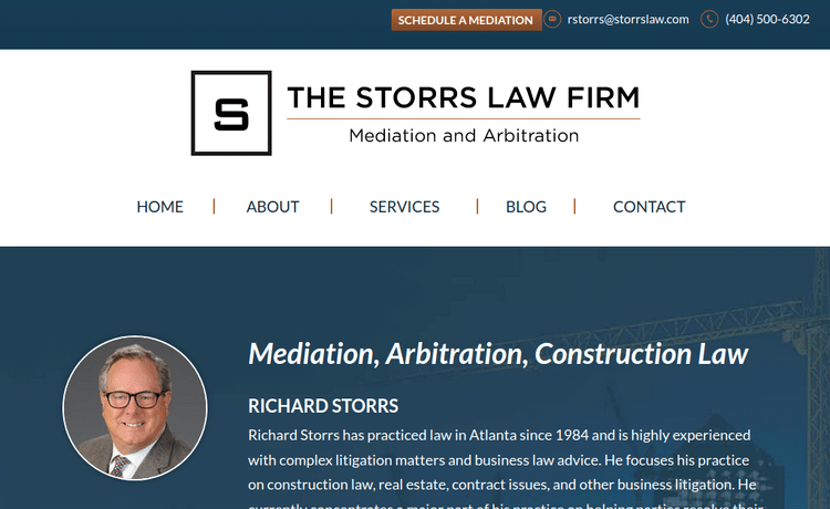Law Firm Website design for The Storrs Law Firm