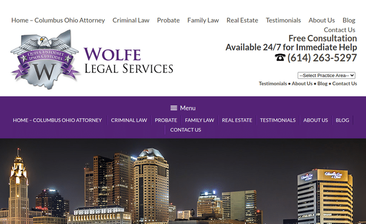 Law Firm Website design for Wolfe Legal Services