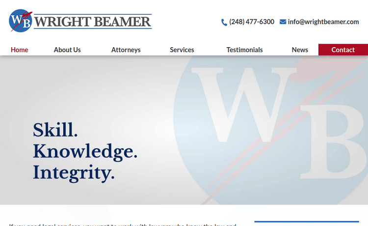 Law Firm Website design for Wright Beamer, PLC